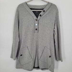 Soft Surroundings Henley Tunic Top Size Medium Grey Half Button‎ Downtime